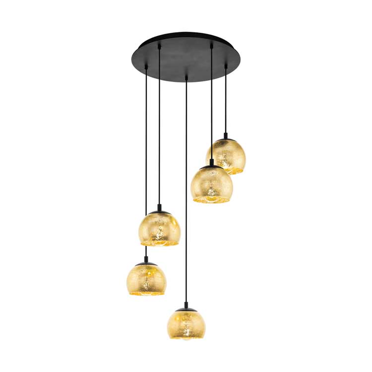 Eglo ALBARACCIN - Lampe suspension - E27 - 5X40W - Noir/or