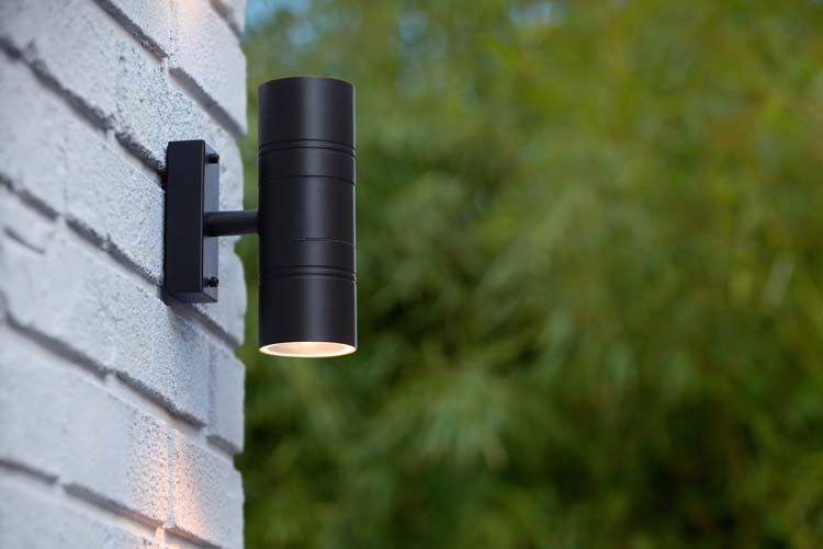 ARNE-LED - Wandspot Buiten - Ø6,3 cm - H17 cm - LED - GU10 - 2x5W 2700K - IP44 - Zwart