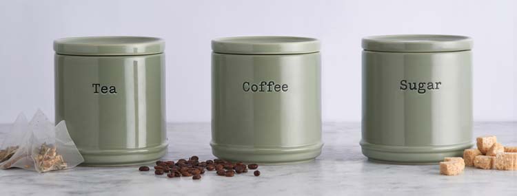 Boîte de rangement céramique vert sauge 12 cm café