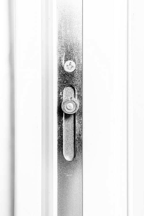 Porte exterieure demi-vitrée PVC blanc 3D vitrage clair 980x2180 D