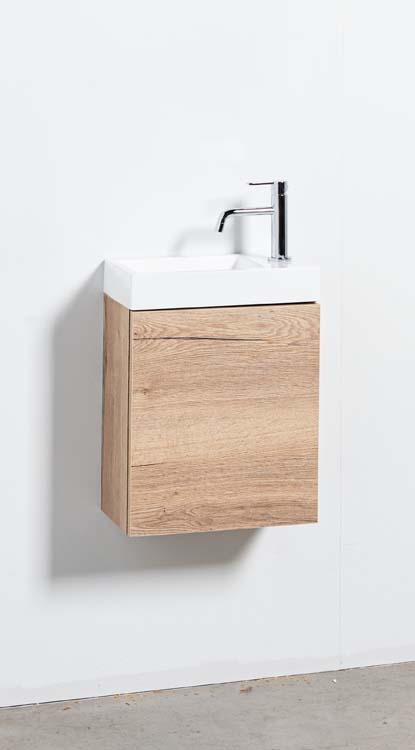 Meuble de toilette Domino aspect chêne 400 mm lavabo mat