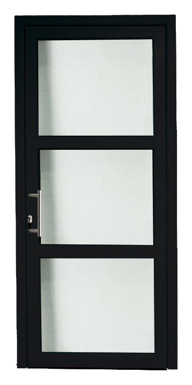 Porte extérieure pvc noire/noire 980 x 2180 mm 3 verres claires G