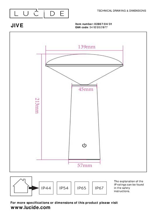 Lampe de table Extérieur - Ø 13,7 cm - LED Dim. - 1x4W 6500K - IP44 - Blanc