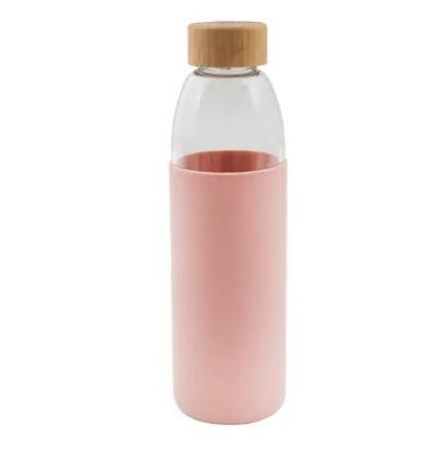 Fles glas Point-Virgule sleeve poederroze 750 ml