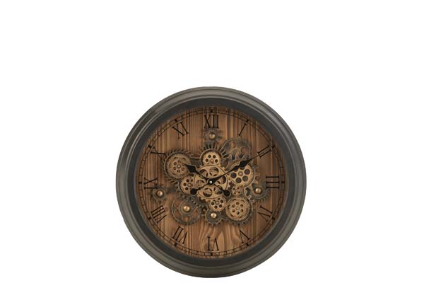 Horloge rond chiffres romaines engrenages 58x58x9 cm