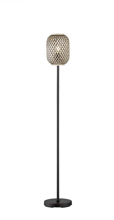 Lampadaire noir bambou lampe excl 1xE27 hauteur 135cm