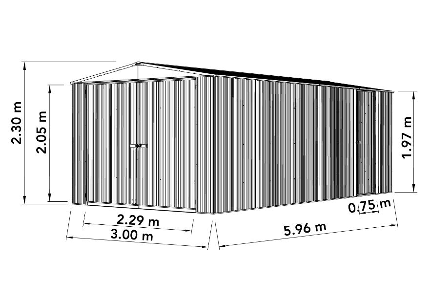 Garage metaal antraciet Lesse 300x596x230cm