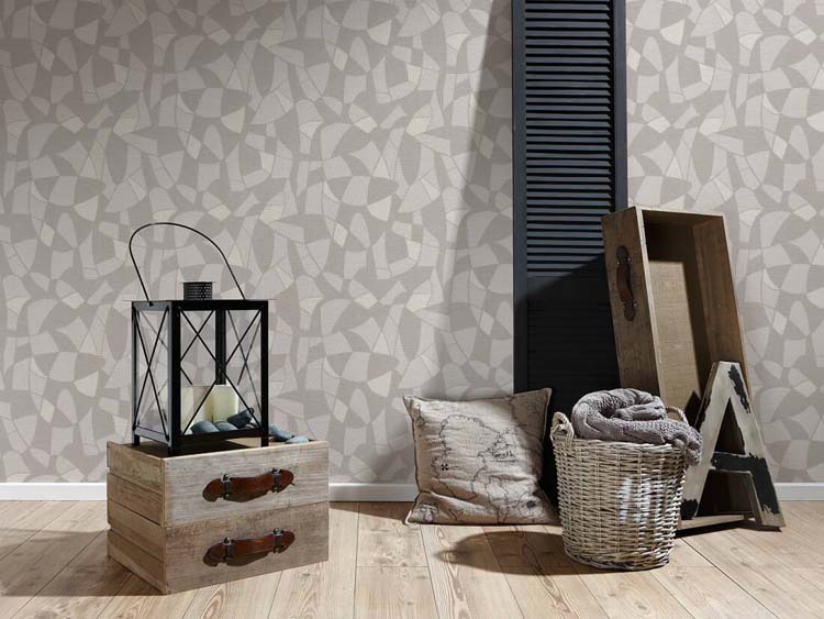 Vinyl op vlies behang 0.53x10m patch beige