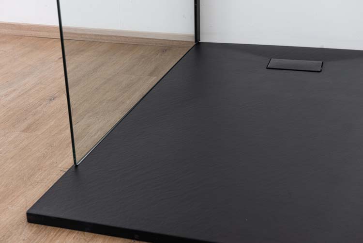 Douche de plain-pied Anais 137 x 200 cm verre transparant - noir