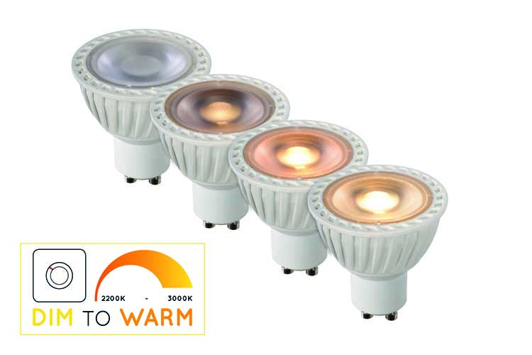 Ampoule led - Ø 5 cm - Dim to warm - GU10 - 1x5W - Blanc