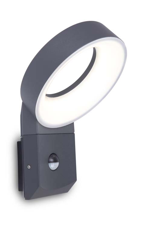 Buitenverl LED wandspot smal antraciet + sensor
