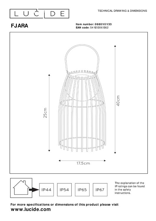 Lucide FJARA - Lampe de table Extérieur - Ø 17,5 cm - LED Dim. - 1x0,3W 3200K - IP44 - 3 StepDim - Vert