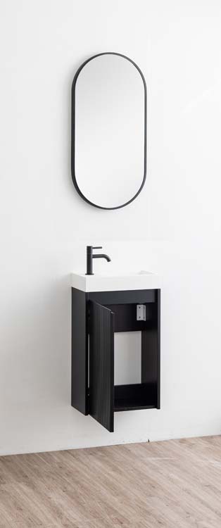 Meuble WC Windsor2 noir lavabo blanc brillant 400mm