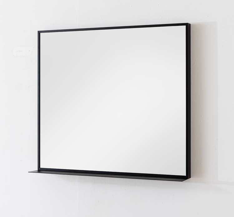 Spiegel Tabibi alu frame zwart mat met schap 900mm