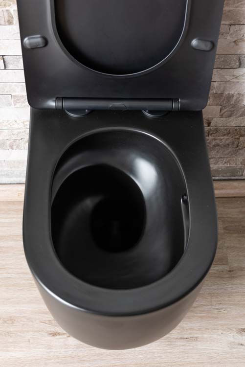 Toilette suspendu Gomez vortex flush sans rebord noir mat siège de wc 