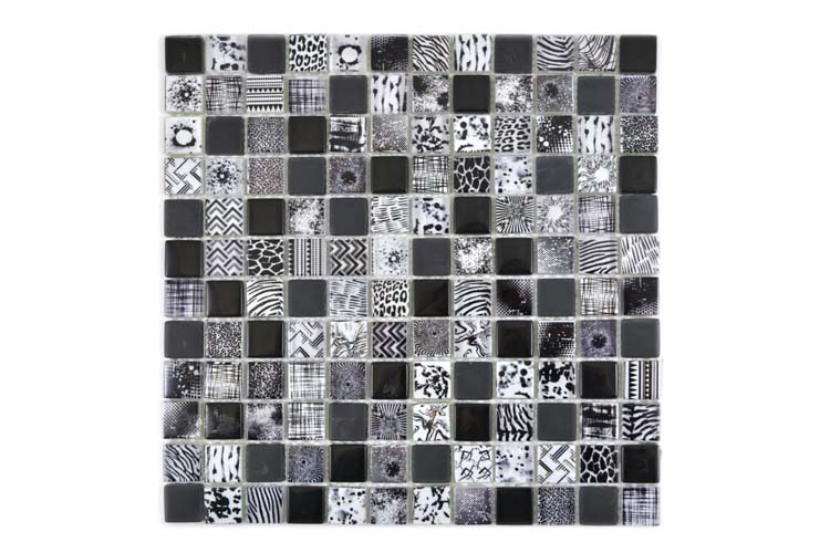 Mozaïek glas mix zwart 29,8 x 29,8 cm