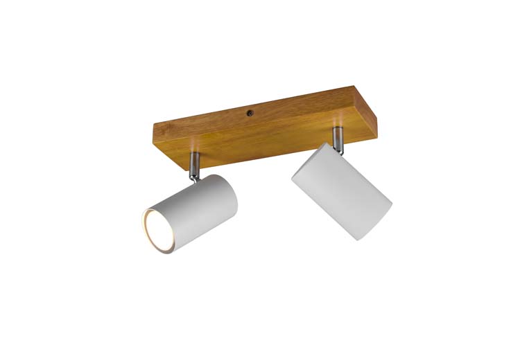 Opbouwspot hout/wit mat excl lamp LED mogelijk 2 spots