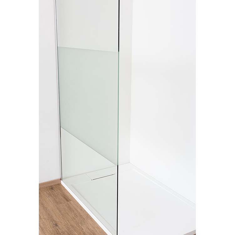 Douche de plain-pied Anais 157 x 200 cm verre acidifé - profil chrome