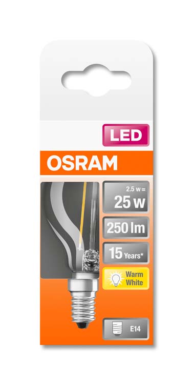 Lampe LED retro clp25 E14 2.5W blanc chaud filament