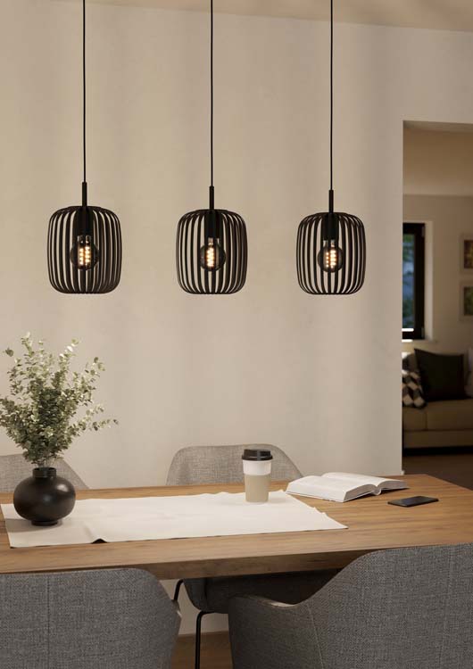 Lampe suspendue Roma 3xE27 noir