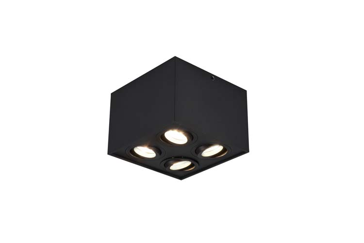 Plafonnier zwart mat excl lamp LED mogelijk 4 spots