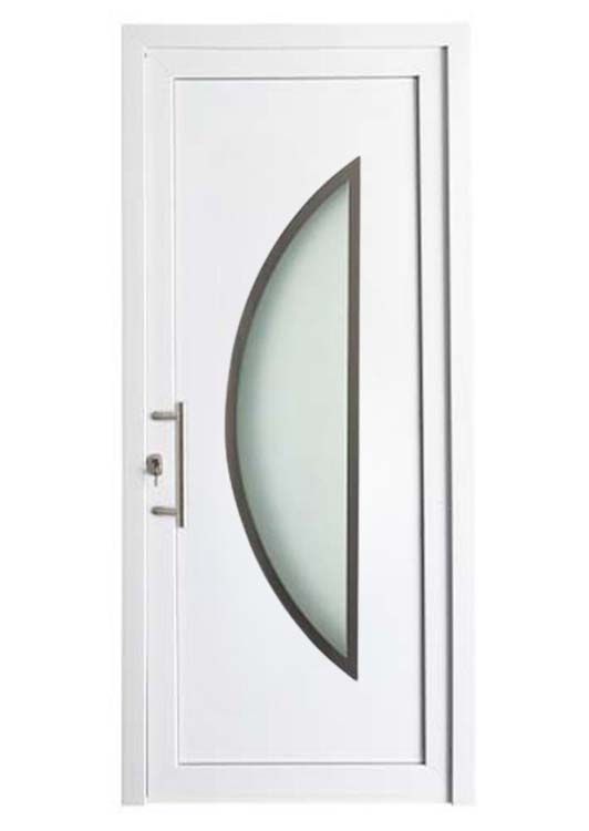 Porte extérieure pvc blanche/blanche demi-lune inox rand G SUR MESURE