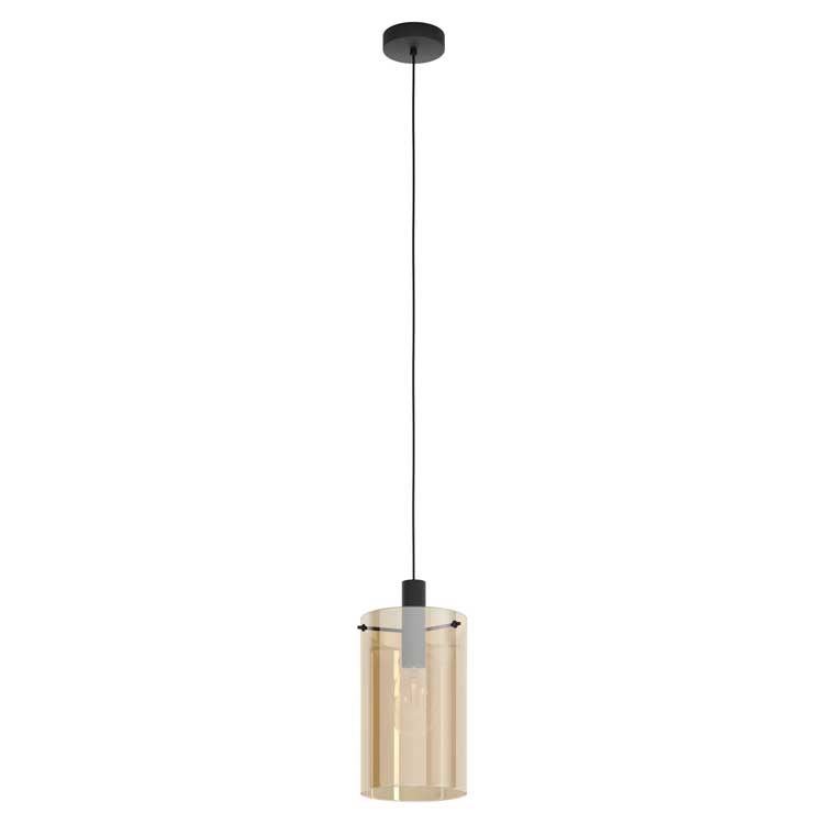 Lampe suspendue - Ø 18cm - E27 - 40W - Noir/ambre