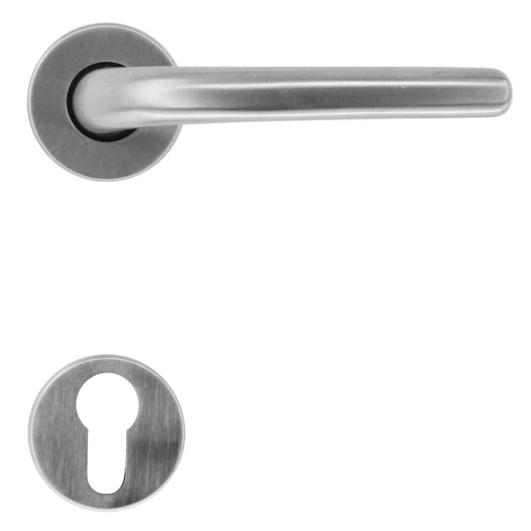 Poignée de porte ancona look inox rosace cylindre