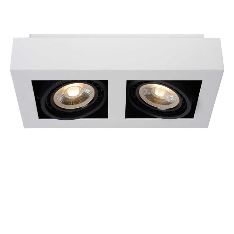 Lucide ZEFIX - Spot plafond - LED Dim to warm - GU10 - 2x12W 3000K/2200K - Blanc