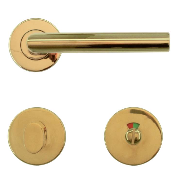 Poignée de porte belluno 19mm titanium avec serrure toilette