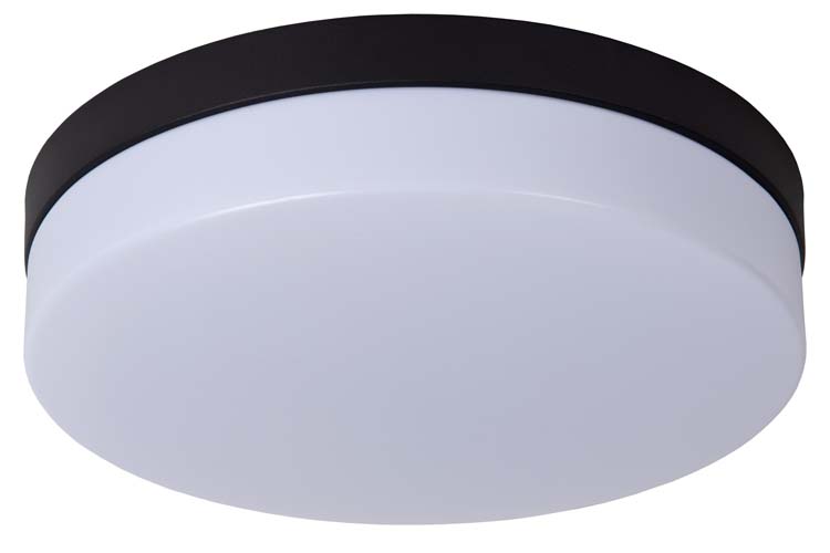 Lucide BISKIT - Plafonnière Badkamer - Ø 28 cm - LED - 1x18W 2700K - IP44 - Zwart