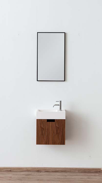 Meuble Willow noir/noyer lavabo blanc mat