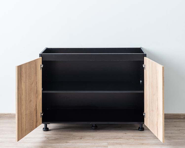 Keukenkast Plenti onderkast 120cm zwart-houtlook