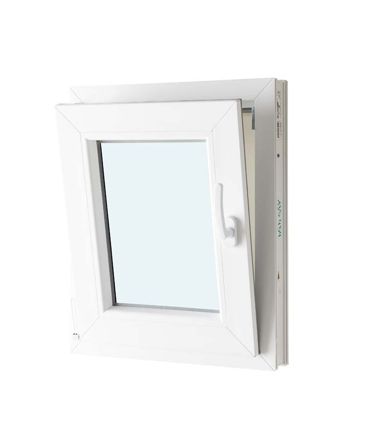 1-VL draaikiepraam pvc wit budget mat glas B500XH600 mm links