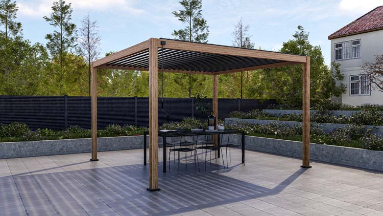 Pergola Solimar alu teak 400 x 300 x 250 cm manueel