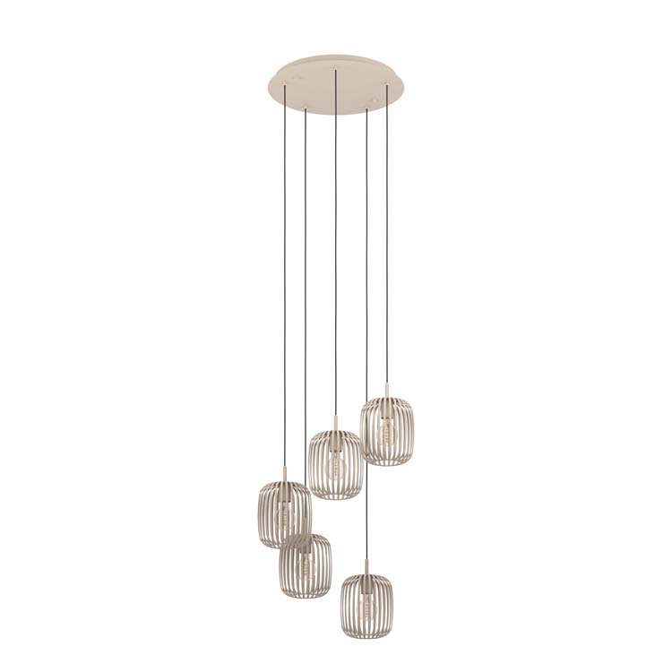 Lampe suspension - acier - Ø50cm - dimmable - E27 - 5x40W - lampe excl - sable