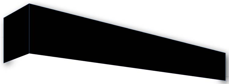 Cache rail en alu noir incl.2x côtés finition 7.5x200cm