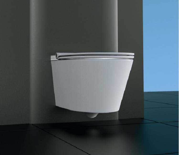 Wc japonais avec siège de toilette soft-close sans rebord blanc