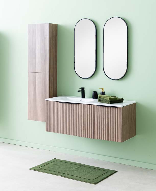 Meuble salle de bain Nolan impression 3D 120cm lavabo blanc brillant