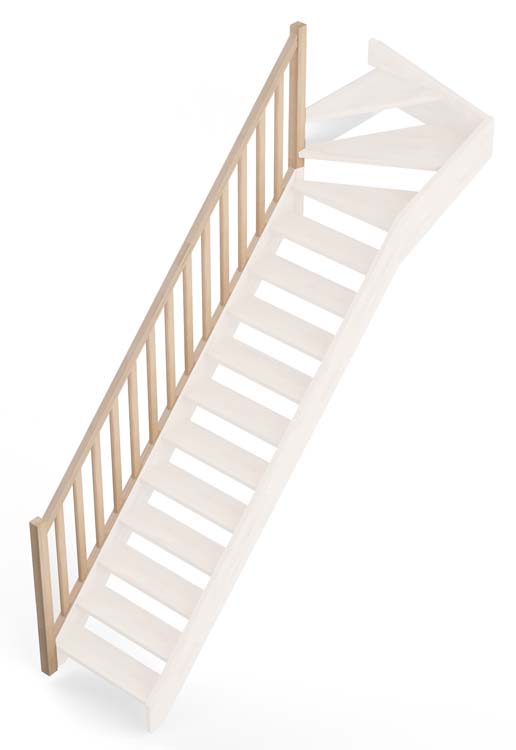 Main courante en chêne de Dresde type A pour escalier avec quart de tour en haut