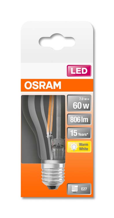Lampe LED retro classic 60 E27 7W blanc chaud filament