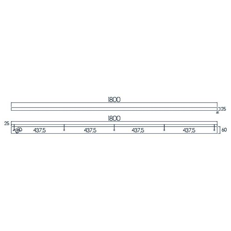 Losse opbouw 180CM wit 5X basis voor pendel