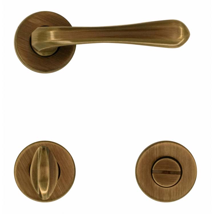 Poignée de porte alba bronze avec serrure toilette