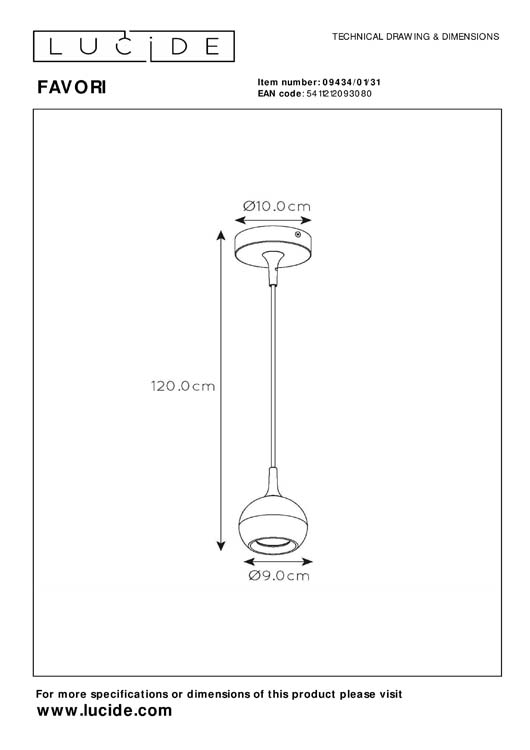 Hanglamp Wit Ø9 1xGU10 5W Metaal