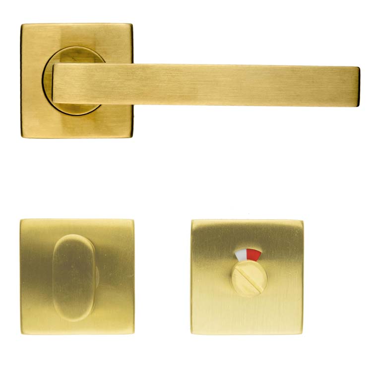 Poignée de porte tivoli 16mm cuivre mat avec serrure toilette