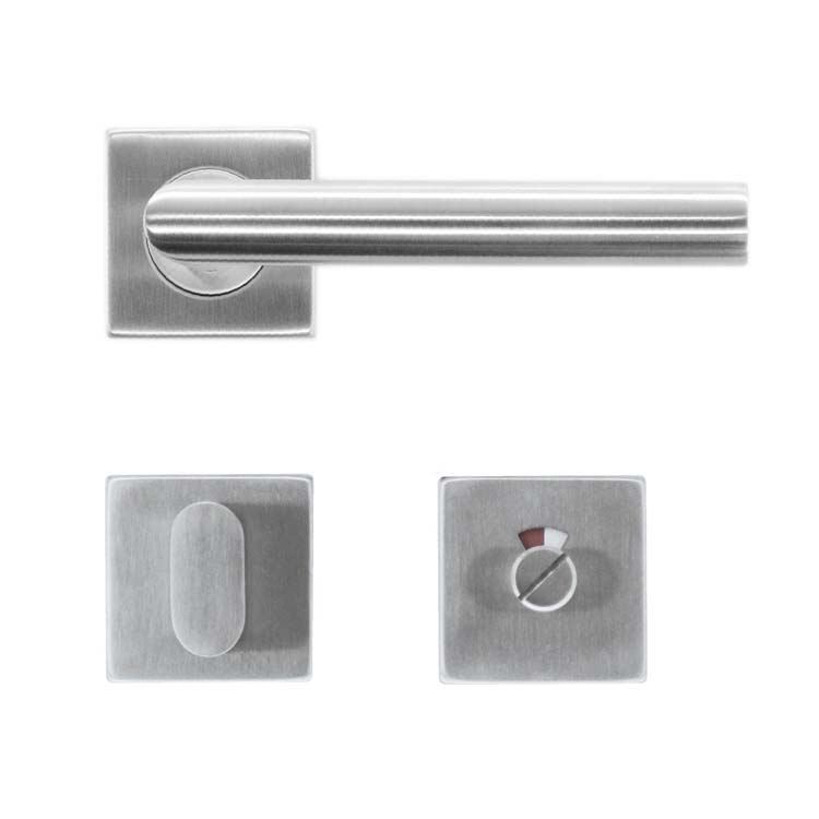 Poignée de porte carré belluno 19mm inox plus avec serrure toilette