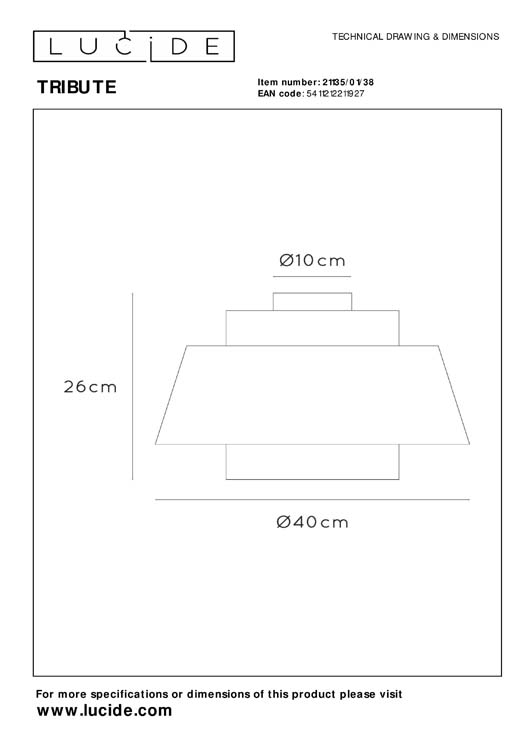 Lucide TRIBUTE - Plafonnière - Ø 40 cm - 1xE27 - Beige