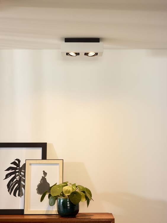 Lucide XIRAX - Spot plafond - LED Dim to warm - GU10 - 2x5W 2200K/3000K - Blanc