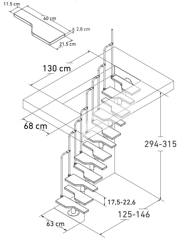 Escalier Kiel avec rampe