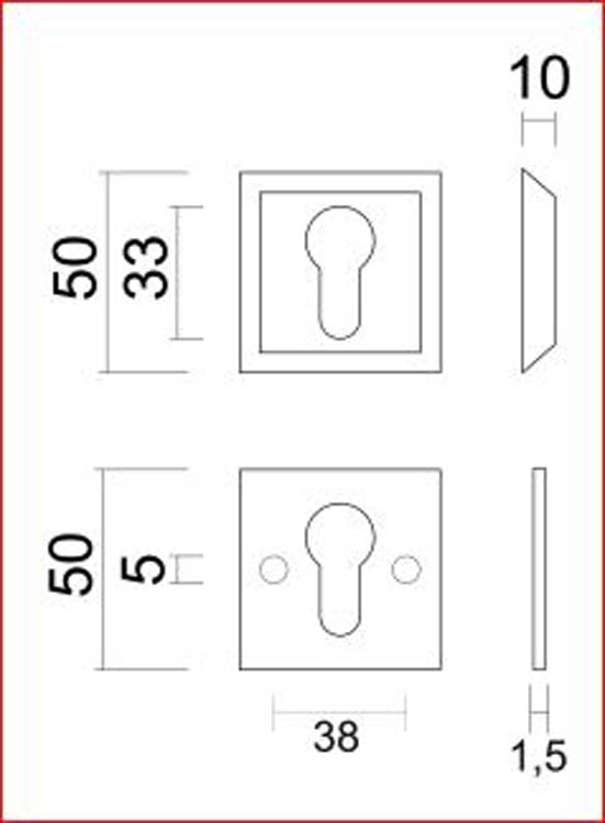 Veiligheidscilinder plaatje square zwart structuur uv 10 mm